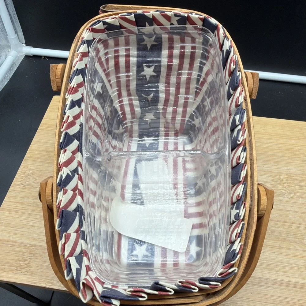 Longaberger 1996 All American Summertime vegetable basket liner divided protcr